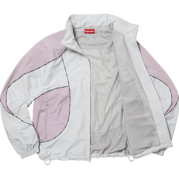Supreme Logo Piping Hooded Track Jacket - Grey (front)