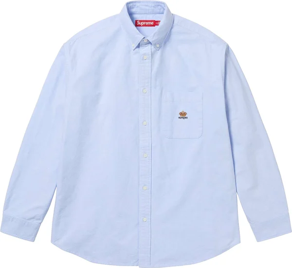 Supreme Loose Fit Flannel Oxford Shirt - Light Blue (front)