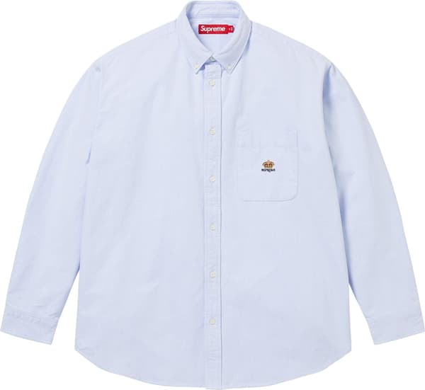 Supreme Loose Fit Flannel Oxford Shirt - Light Blue (front)