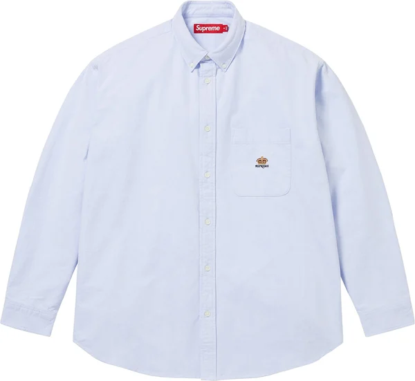 Supreme Loose Fit Flannel Oxford Shirt - Light Blue (front)