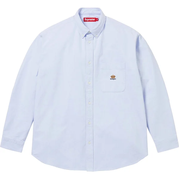 Supreme Loose Fit Flannel Oxford Shirt - Light Blue (front)
