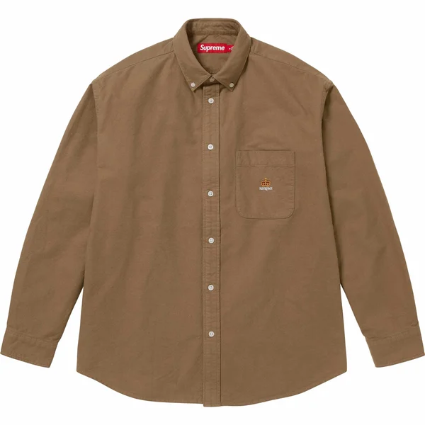 Supreme Loose Fit Flannel Oxford Shirt - Light Brown (front)