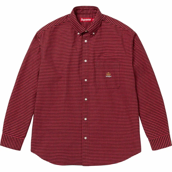 Supreme Loose Fit Flannel Oxford Shirt - Red Plaid (front)