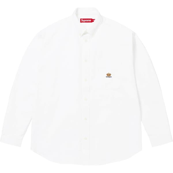 Supreme Loose Fit Flannel Oxford Shirt - White (front)