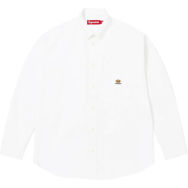 Supreme Loose Fit Flannel Oxford Shirt - White (front)