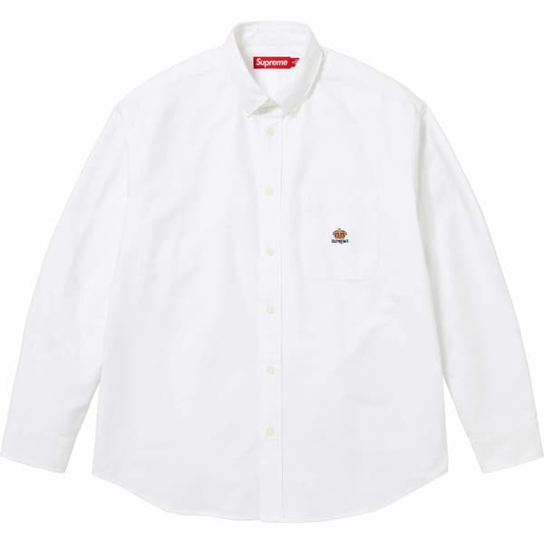 Supreme Loose Fit Flannel Oxford Shirt - White (front)