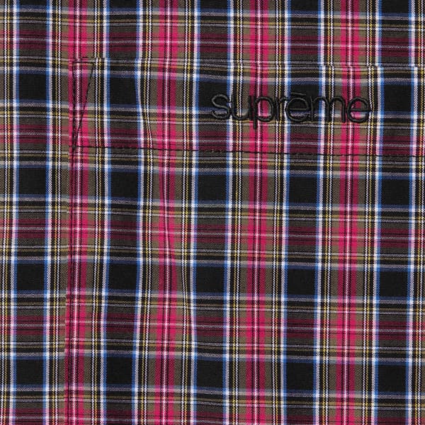 Supreme Loose Fit Mini Plaid S/S Shirt - Black (front)