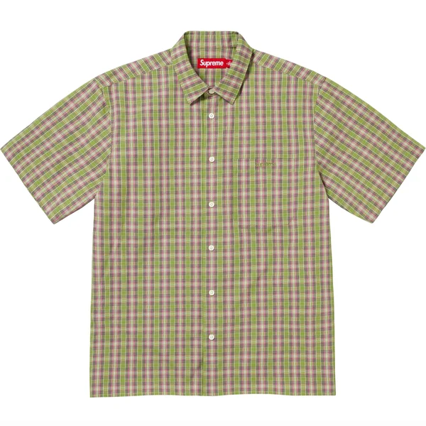 Supreme Loose Fit Mini Plaid S/S Shirt - Green (front)