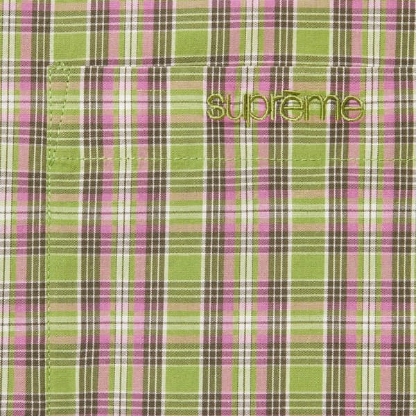 Supreme Loose Fit Mini Plaid S/S Shirt - Green (front)