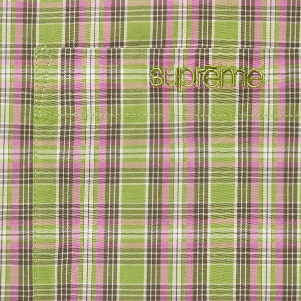 Supreme Loose Fit Mini Plaid S/S Shirt - Green (front)