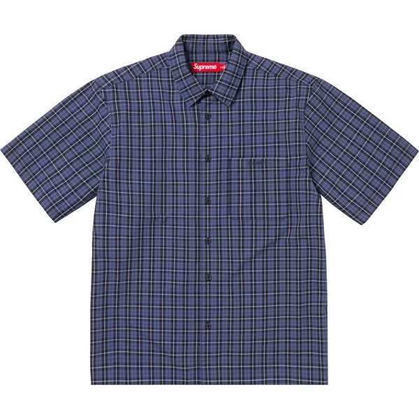 Supreme Loose Fit Mini Plaid S/S Shirt - Navy (front)