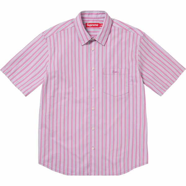 Supreme Loose Fit Multi Stripe S/S Shirt - Pink (front)