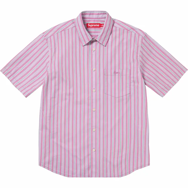 Supreme Loose Fit Multi Stripe S/S Shirt - Pink (front)