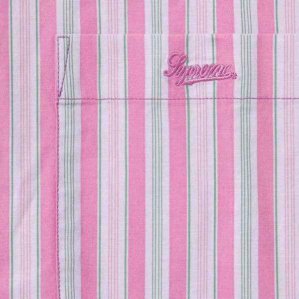 Supreme Loose Fit Multi Stripe S/S Shirt - Pink (front)