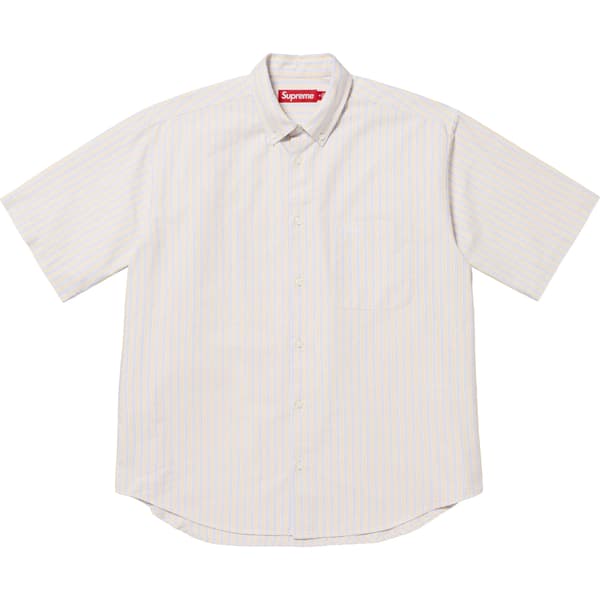 Supreme Loose Fit Oxford S/S Shirt - Light Tan Stripe (front)