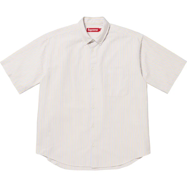 Supreme Loose Fit Oxford S/S Shirt - Light Tan Stripe (front)