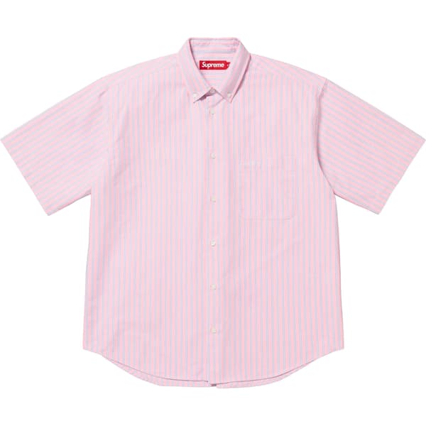Supreme Loose Fit Oxford S/S Shirt - Pink Stripe (front)