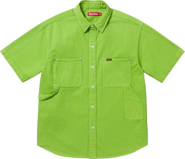 Supreme Loose Fit S/S Denim Painter Shirt - Green (front)