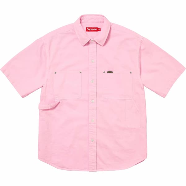 Supreme Loose Fit S/S Denim Painter Shirt - Pink (front)