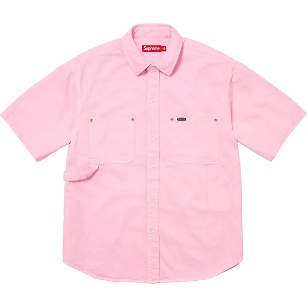 Supreme Loose Fit S/S Denim Painter Shirt - Pink (front)