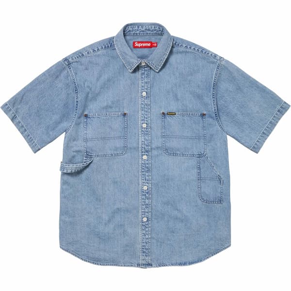Supreme Loose Fit S/S Denim Painter Shirt - Washed Blue (front)