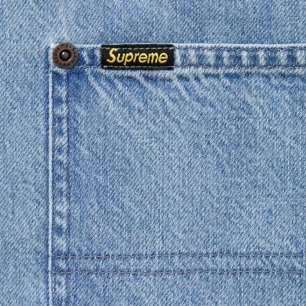 Supreme Loose Fit S/S Denim Painter Shirt - Washed Blue (front)