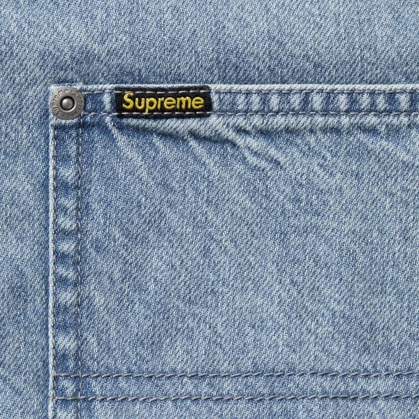 Supreme Loose Fit S/S Denim Painter Shirt - Washed Indigo (front)