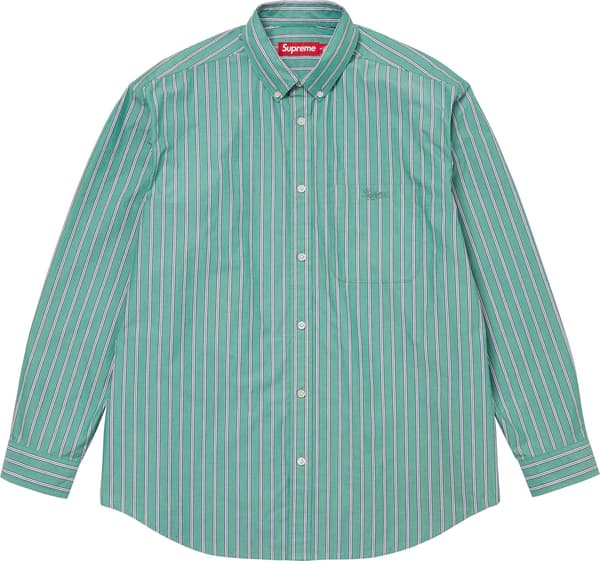 Supreme Loose Fit Stripe Shirt - Green (front)