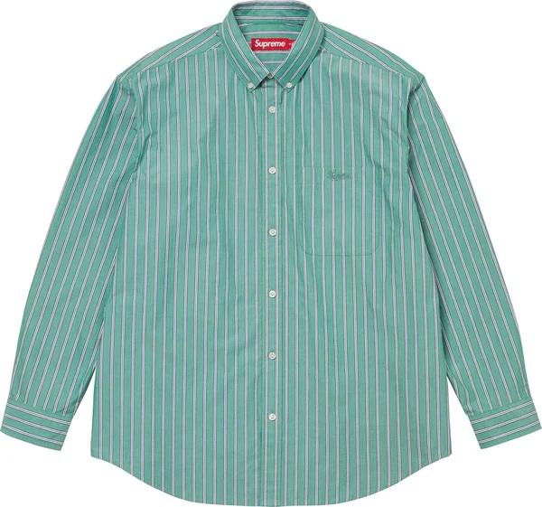 Supreme Loose Fit Stripe Shirt - Green (front)