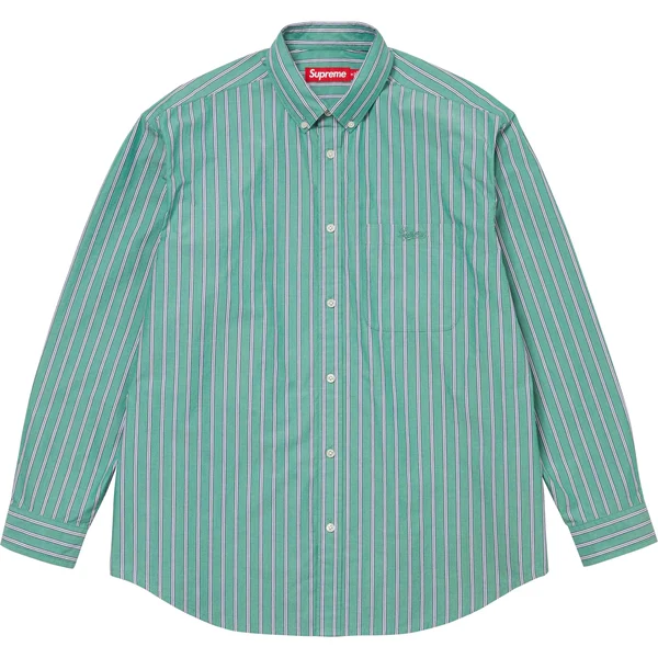 Supreme Loose Fit Stripe Shirt - Green (front)