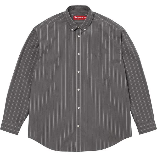 Supreme Loose Fit Stripe Shirt - Grey (front)
