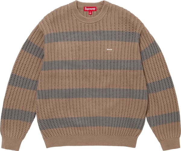 Supreme Loose Gauge Stripe Small Box Sweater - Khaki (front)