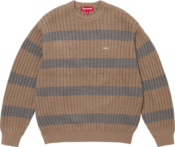 Supreme Loose Gauge Stripe Small Box Sweater - Khaki (front)