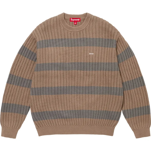 Supreme Loose Gauge Stripe Small Box Sweater - Khaki (front)
