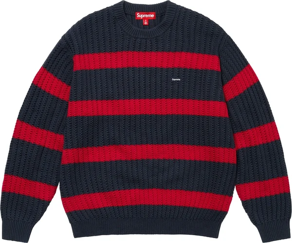 Supreme Loose Gauge Stripe Small Box Sweater - Navy (front)