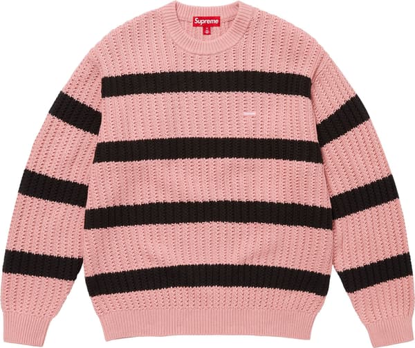 Supreme Loose Gauge Stripe Small Box Sweater - Pink (front)