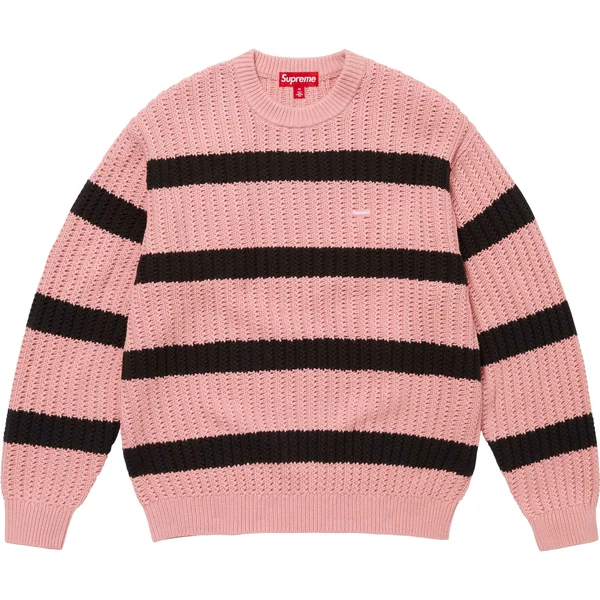 Supreme Loose Gauge Stripe Small Box Sweater - Pink (front)