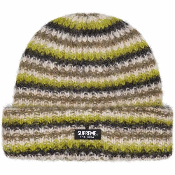 Supreme Loose Stripe Beanie - Olive (front)