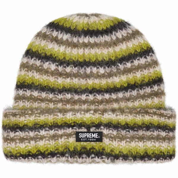 Supreme Loose Stripe Beanie - Olive (front)