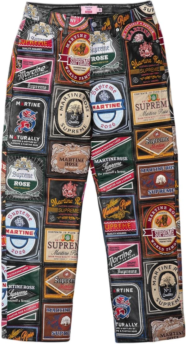 Supreme®/Martine Rose Patchwork Labels Leather 5-Pocket Jean - Product Image