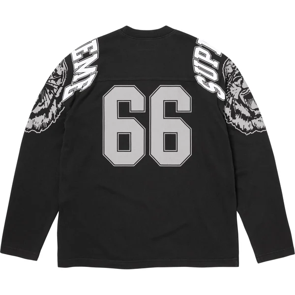 Supreme Mascot L/S Football Top - Black (front)