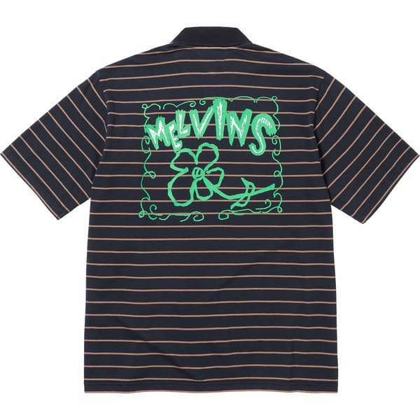 Supreme Melvins Stripe S/S Polo - Black (front)