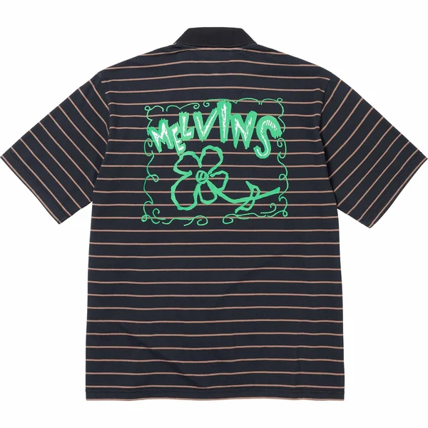 Supreme Melvins Stripe S/S Polo - Black (front)