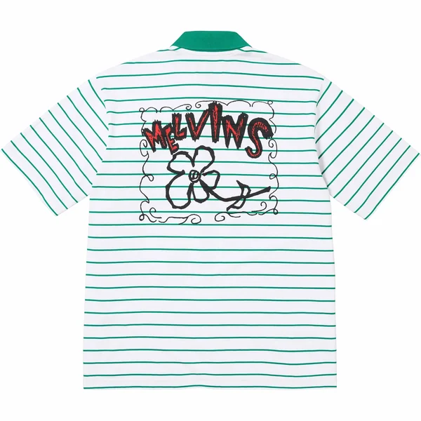 Supreme Melvins Stripe S/S Polo - White (front)