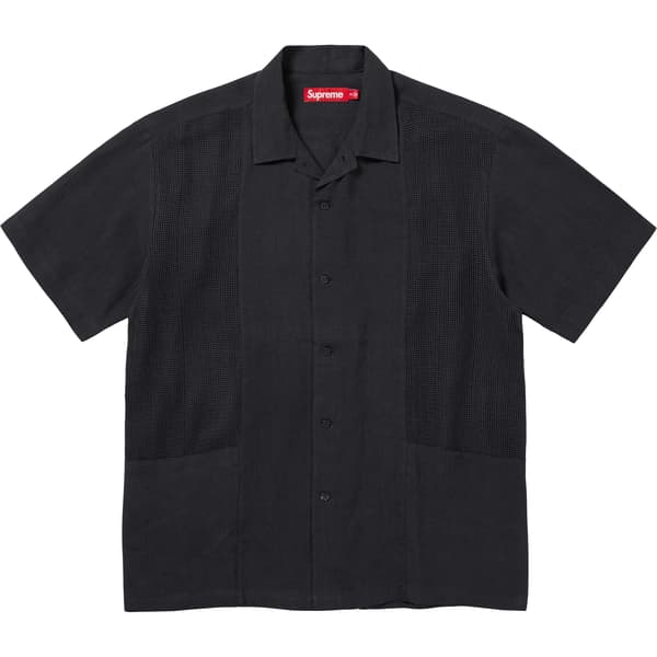 Supreme Mesh Panel Linen S/S Shirt - Black (front)