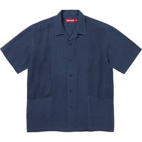 Supreme Mesh Panel Linen S/S Shirt Navy