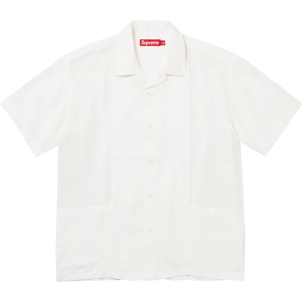 Supreme Mesh Panel Linen S/S Shirt - White (front)
