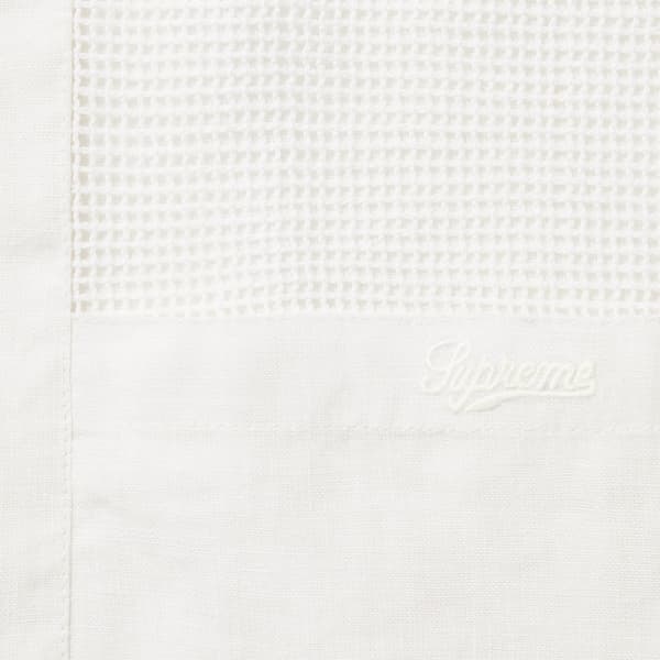 Supreme Mesh Panel Linen S/S Shirt - White (front)