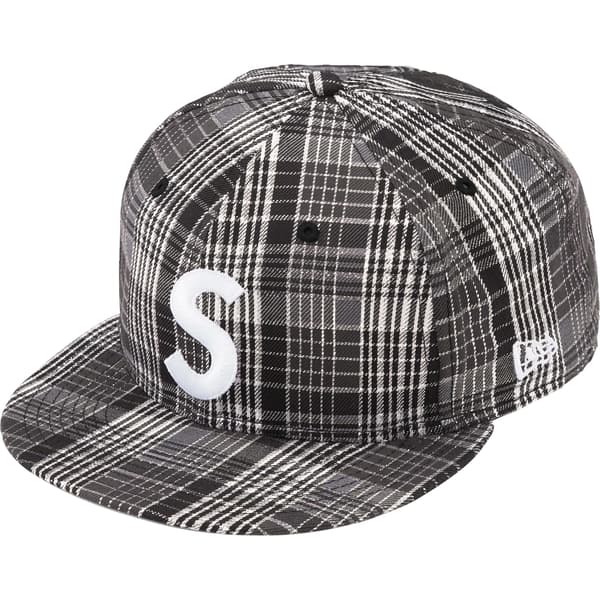 Supreme Metallic Plaid S Logo New Era - Black (front)