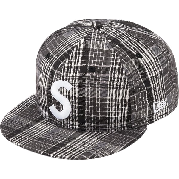 Supreme Metallic Plaid S Logo New Era - Black (front)